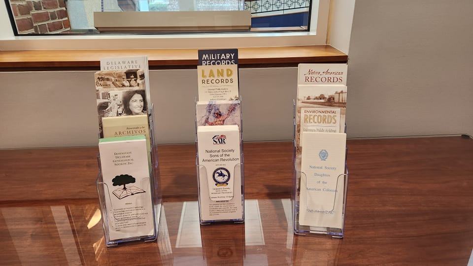 Image of multiple brochures for genealogy and historic records. 